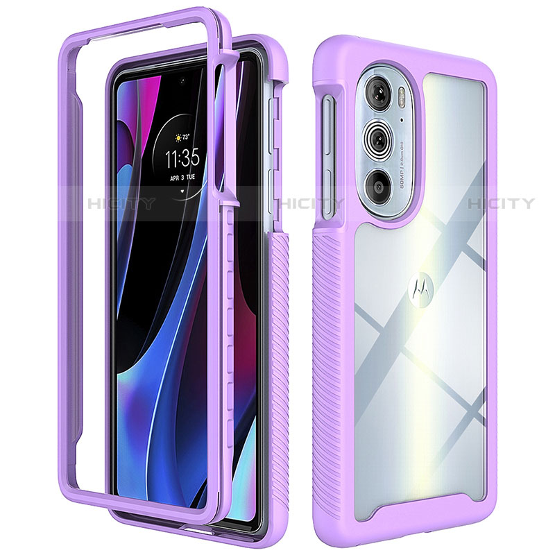 Custodia Silicone Trasparente Laterale 360 Gradi Cover per Motorola Moto Edge X30 5G Viola