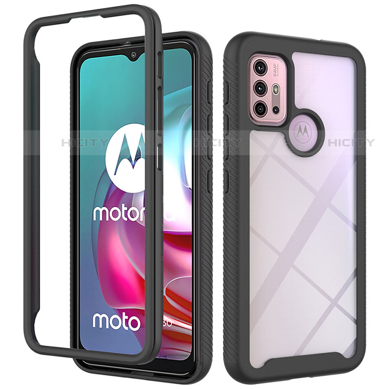 Custodia Silicone Trasparente Laterale 360 Gradi Cover per Motorola Moto G10 Nero