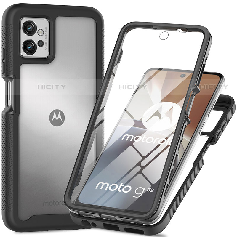 Custodia Silicone Trasparente Laterale 360 Gradi Cover per Motorola Moto G32 Nero