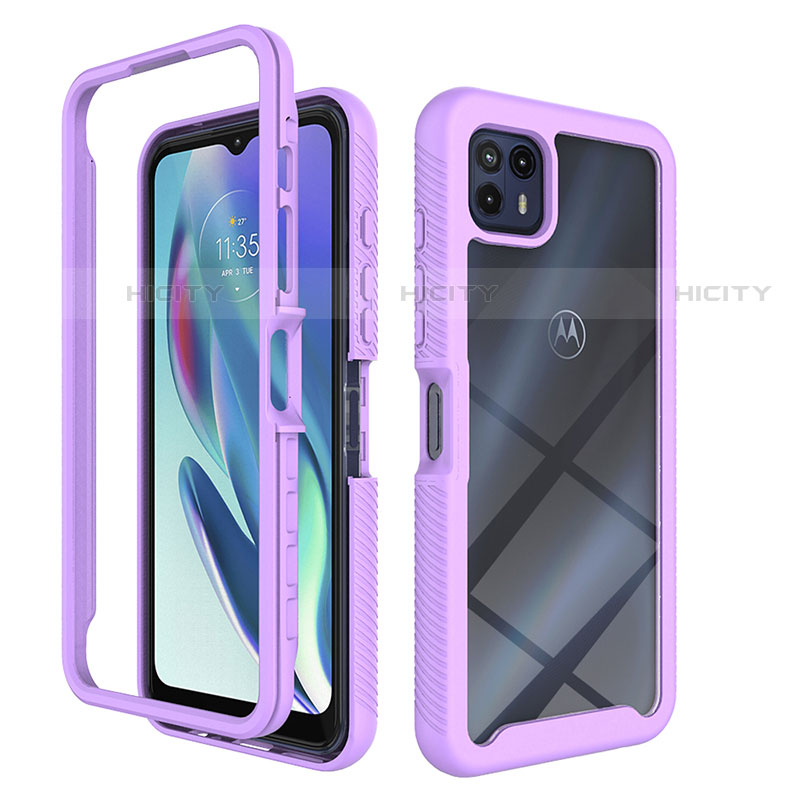 Custodia Silicone Trasparente Laterale 360 Gradi Cover per Motorola Moto G50 5G Viola