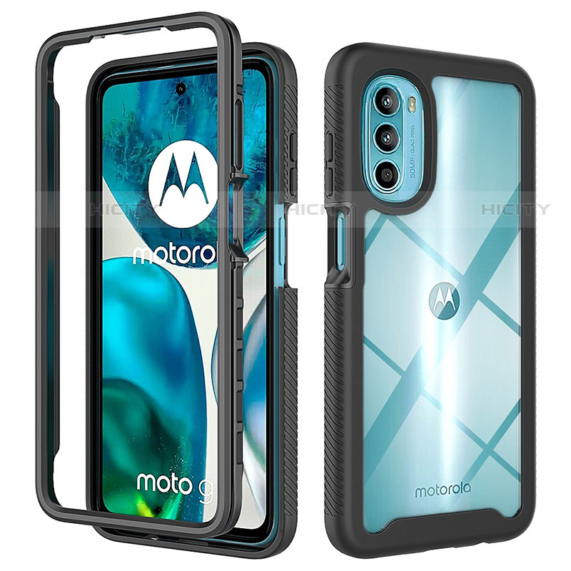 Custodia Silicone Trasparente Laterale 360 Gradi Cover per Motorola MOTO G52 Nero