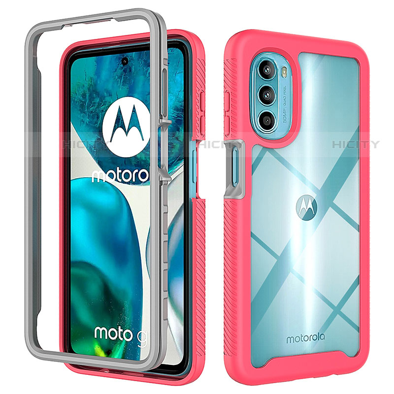 Custodia Silicone Trasparente Laterale 360 Gradi Cover per Motorola MOTO G52 Rosa Caldo
