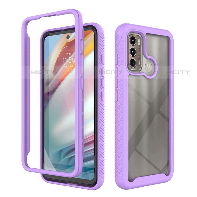 Custodia Silicone Trasparente Laterale 360 Gradi Cover per Motorola Moto G60 Viola