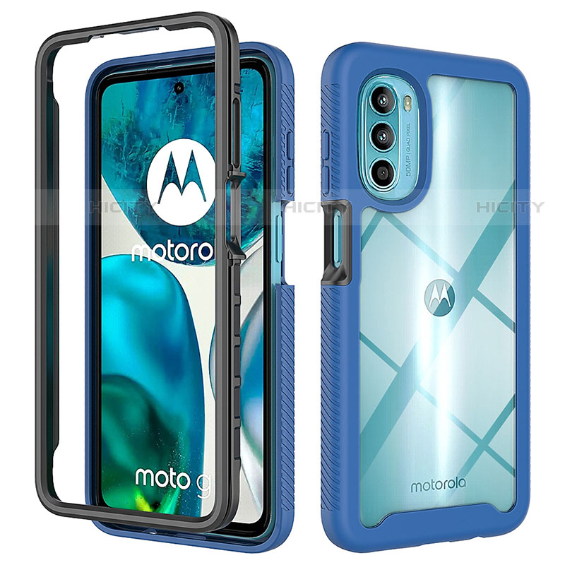 Custodia Silicone Trasparente Laterale 360 Gradi Cover per Motorola Moto G82 5G Blu