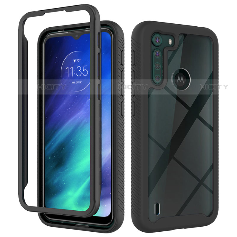 Custodia Silicone Trasparente Laterale 360 Gradi Cover per Motorola Moto One Fusion Nero