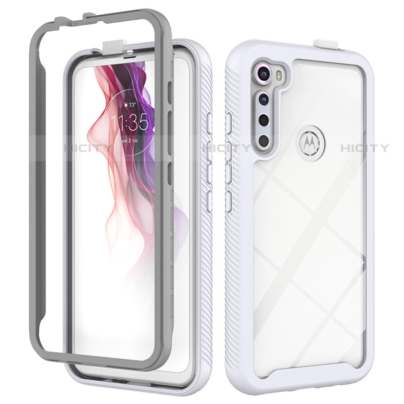 Custodia Silicone Trasparente Laterale 360 Gradi Cover per Motorola Moto One Fusion Plus Bianco