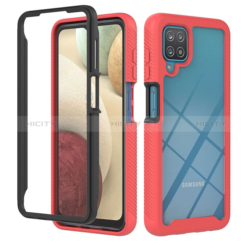 Custodia Silicone Trasparente Laterale 360 Gradi Cover YB1 per Samsung Galaxy M12 Rosso