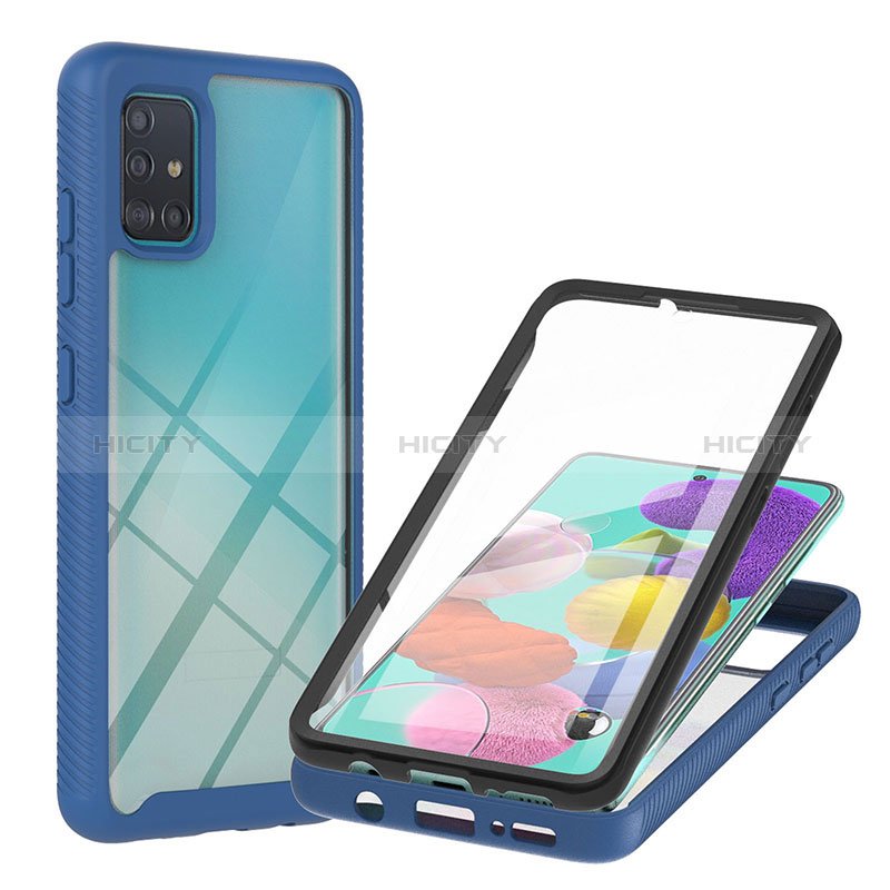 Custodia Silicone Trasparente Laterale 360 Gradi Cover YB2 per Samsung Galaxy A51 4G Blu
