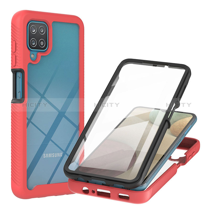 Custodia Silicone Trasparente Laterale 360 Gradi Cover YB2 per Samsung Galaxy M12 Rosso