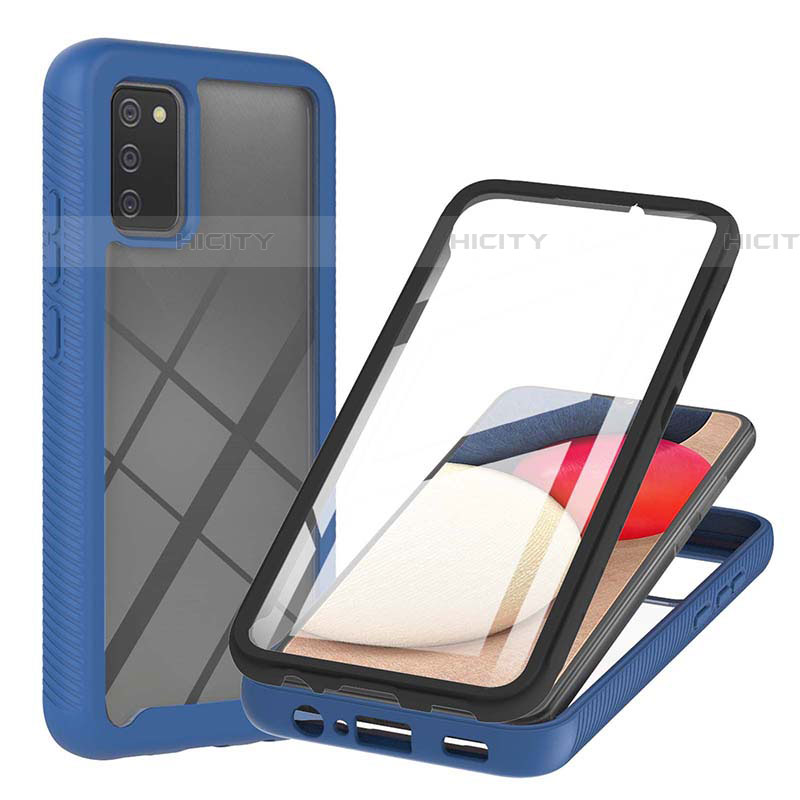 Custodia Silicone Trasparente Laterale 360 Gradi Cover ZJ1 per Samsung Galaxy A03s Blu