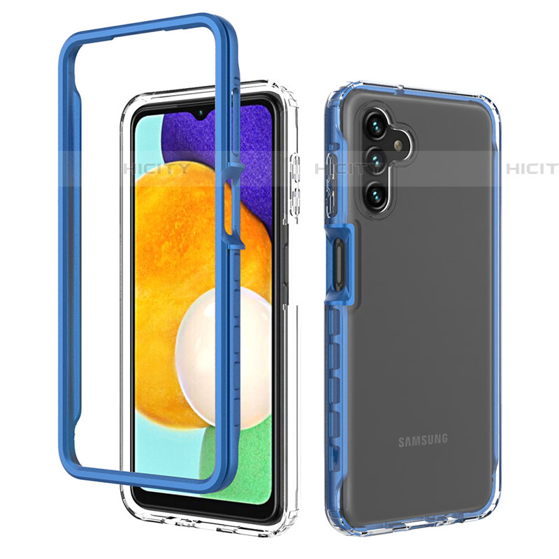 Custodia Silicone Trasparente Laterale 360 Gradi Cover ZJ1 per Samsung Galaxy A04s Blu