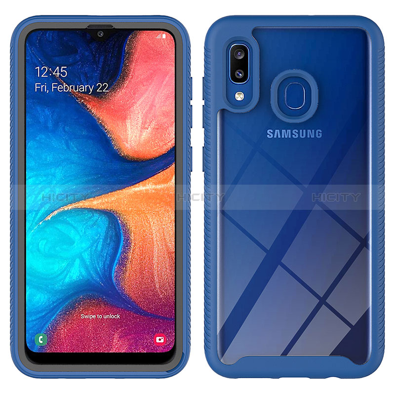 Custodia Silicone Trasparente Laterale 360 Gradi Cover ZJ1 per Samsung Galaxy A20 Blu