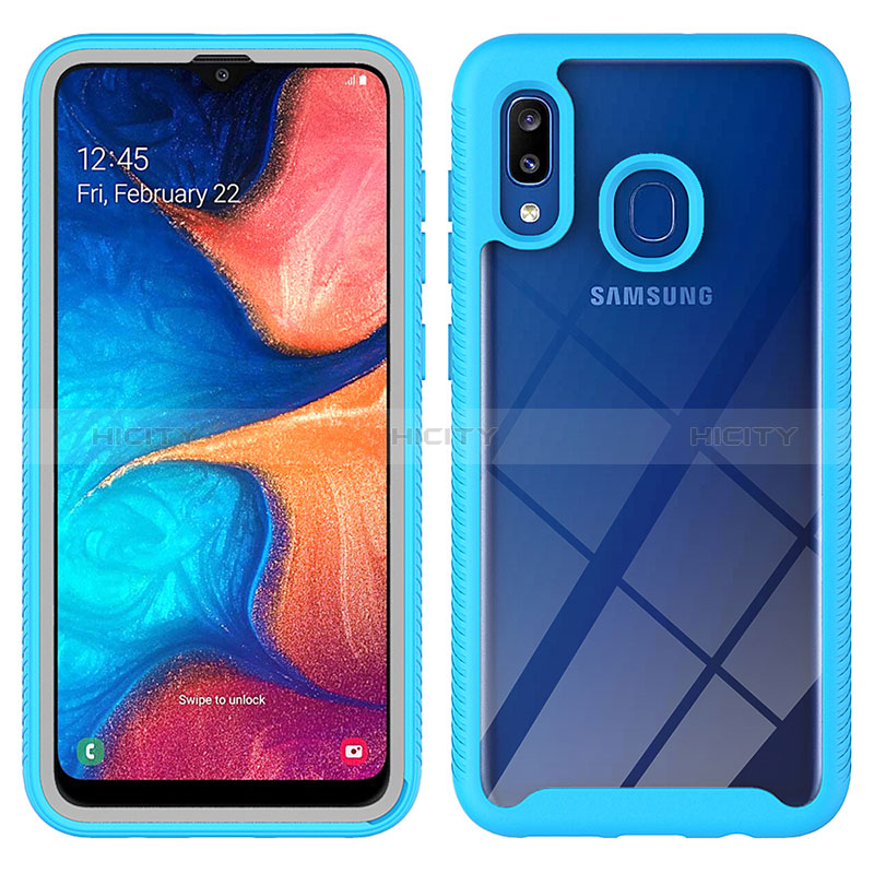 Custodia Silicone Trasparente Laterale 360 Gradi Cover ZJ1 per Samsung Galaxy A20 Cielo Blu