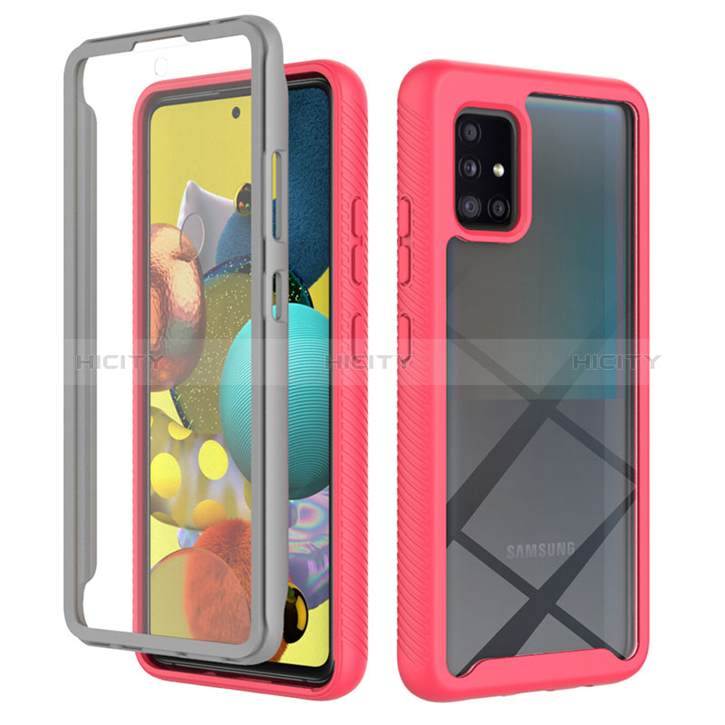 Custodia Silicone Trasparente Laterale 360 Gradi Cover ZJ1 per Samsung Galaxy A51 4G Rosa Caldo