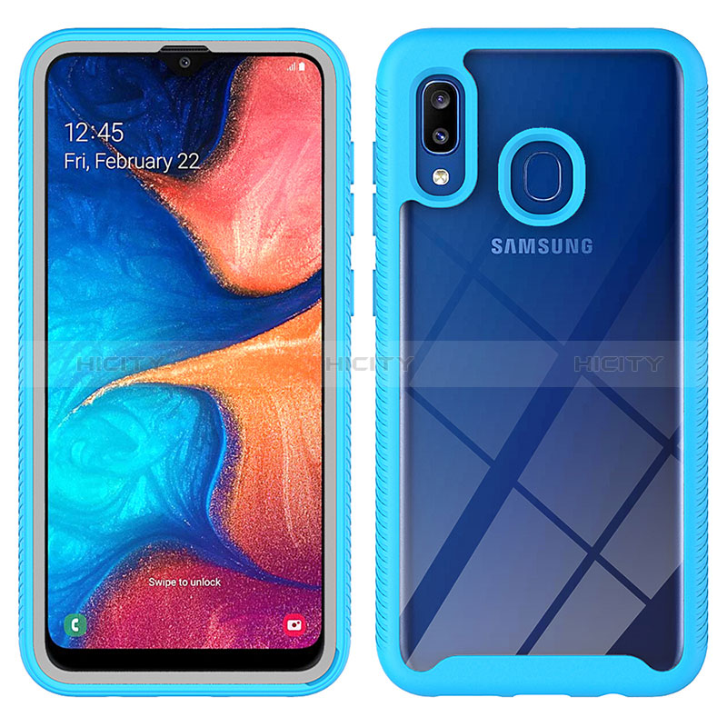 Custodia Silicone Trasparente Laterale 360 Gradi Cover ZJ1 per Samsung Galaxy M10S Cielo Blu