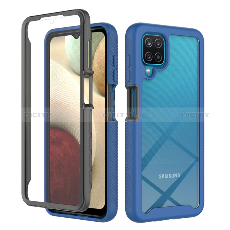 Custodia Silicone Trasparente Laterale 360 Gradi Cover ZJ1 per Samsung Galaxy M12 Blu