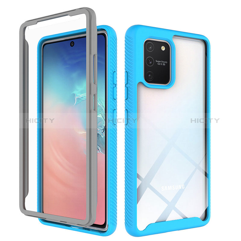 Custodia Silicone Trasparente Laterale 360 Gradi Cover ZJ1 per Samsung Galaxy M80S Cielo Blu