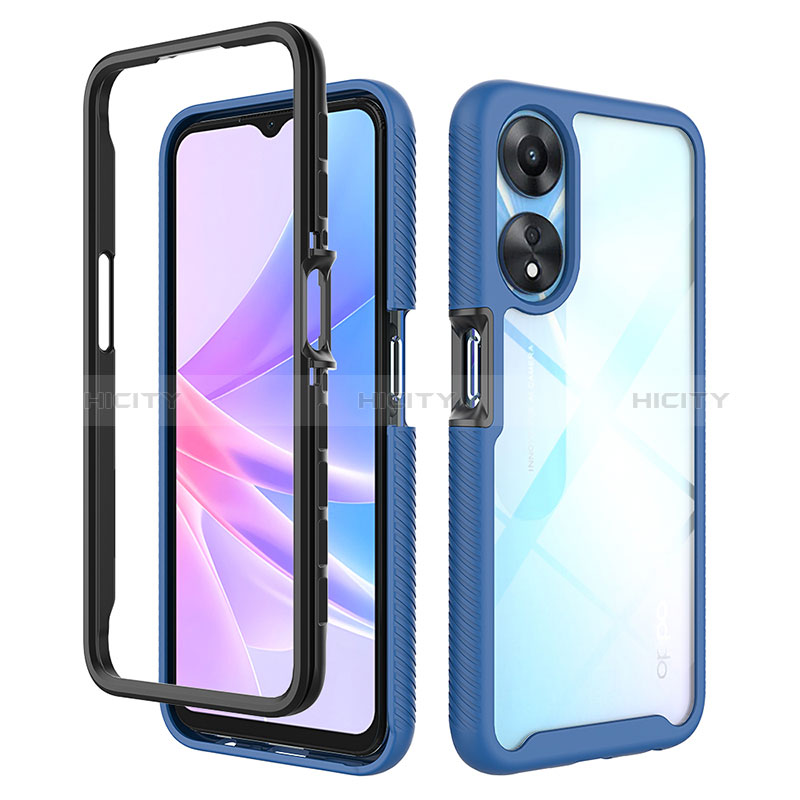 Custodia Silicone Trasparente Laterale 360 Gradi Cover ZJ2 per Oppo A58 5G Blu