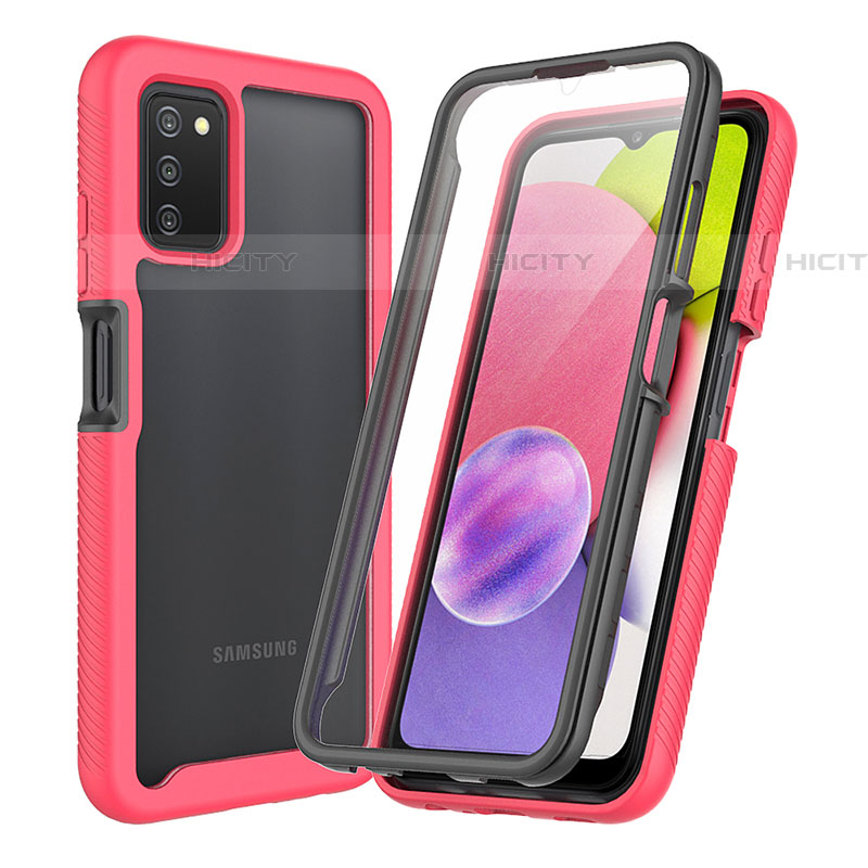 Custodia Silicone Trasparente Laterale 360 Gradi Cover ZJ3 per Samsung Galaxy A03s Rosa Caldo