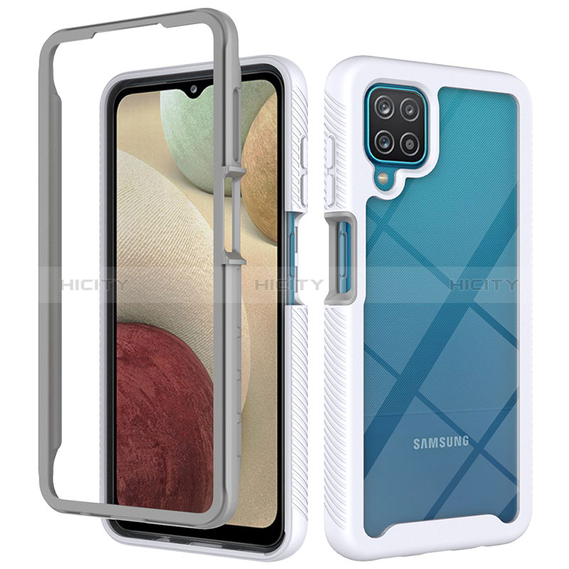 Custodia Silicone Trasparente Laterale 360 Gradi Cover ZJ3 per Samsung Galaxy A12 Nacho Bianco