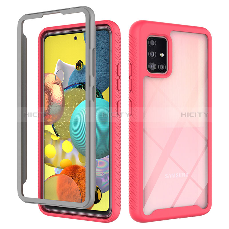 Custodia Silicone Trasparente Laterale 360 Gradi Cover ZJ3 per Samsung Galaxy A51 5G Rosa Caldo