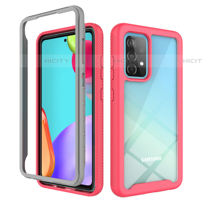 Custodia Silicone Trasparente Laterale 360 Gradi Cover ZJ3 per Samsung Galaxy A52 5G Rosa Caldo