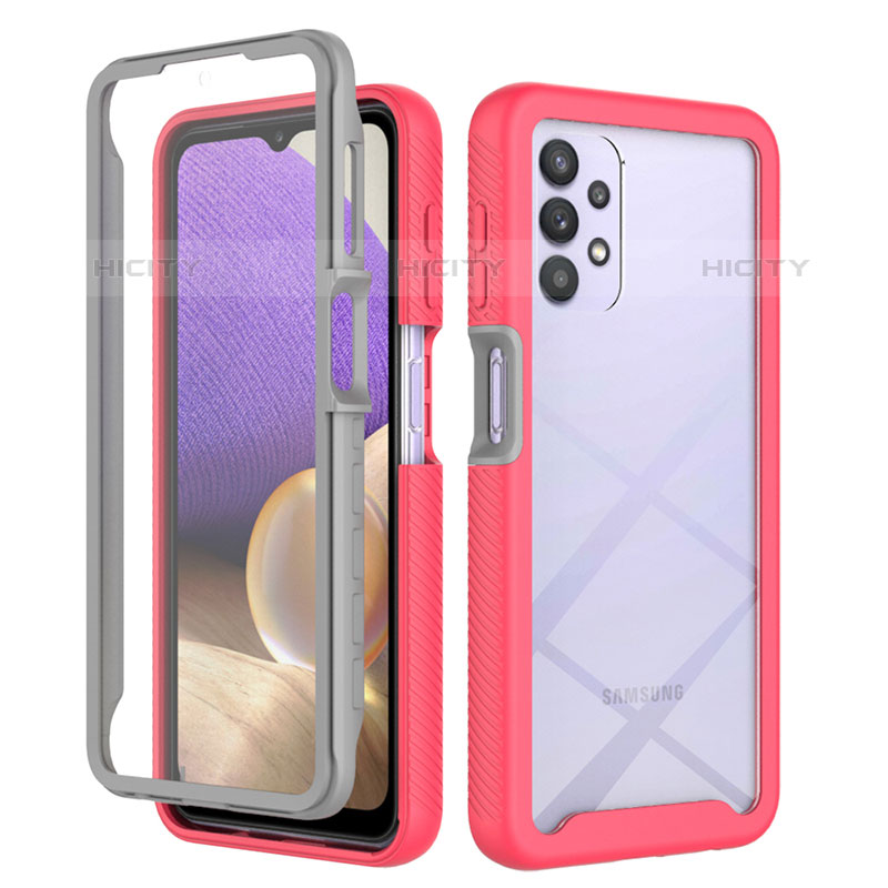 Custodia Silicone Trasparente Laterale 360 Gradi Cover ZJ3 per Samsung Galaxy M32 5G Rosa Caldo