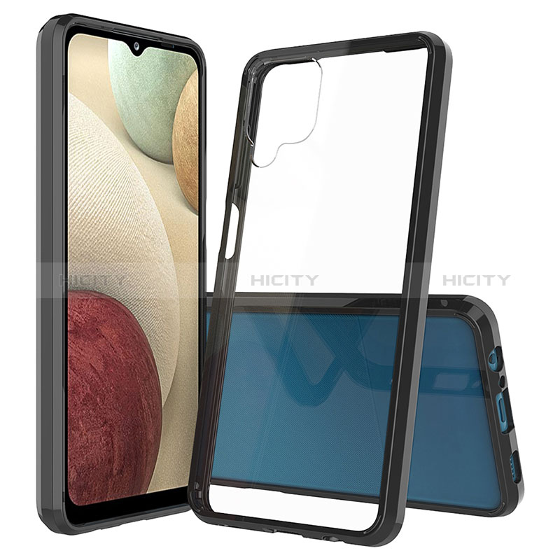 Custodia Silicone Trasparente Laterale 360 Gradi Cover ZJ5 per Samsung Galaxy A12 Nacho Nero