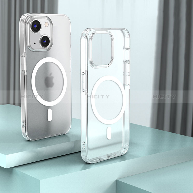 Custodia Silicone Trasparente Laterale Cover con Mag-Safe Magnetic QC1 per Apple iPhone 14