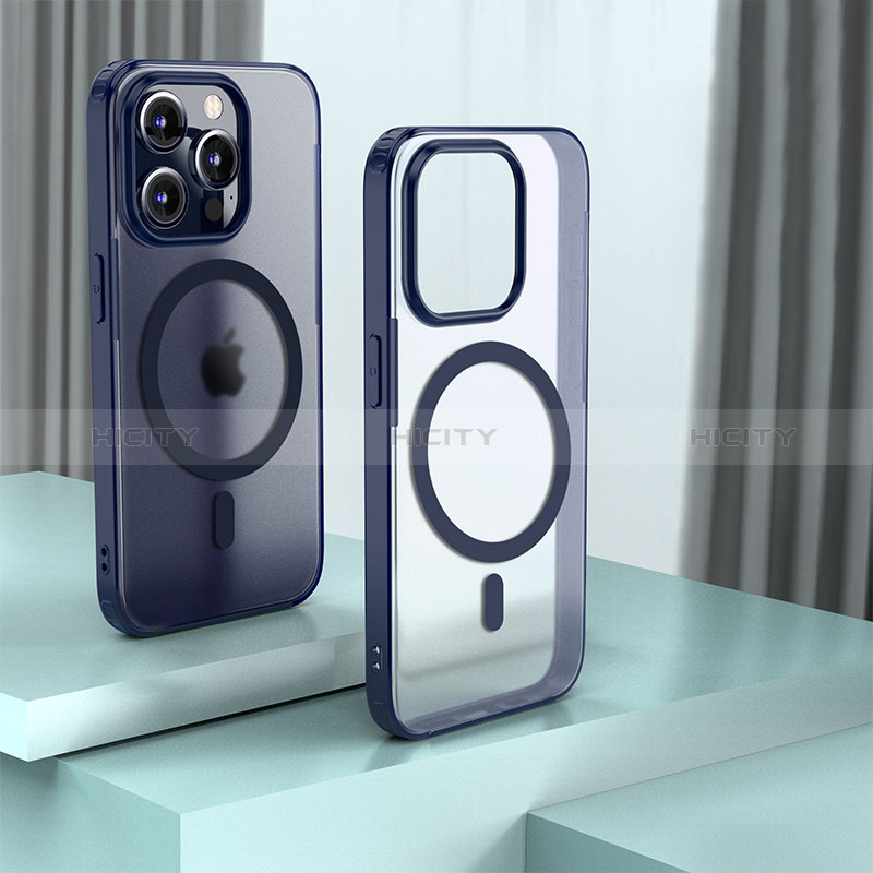 Custodia Silicone Trasparente Laterale Cover con Mag-Safe Magnetic QC1 per Apple iPhone 14 Pro