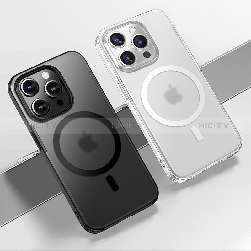 Custodia Silicone Trasparente Laterale Cover con Mag-Safe Magnetic QC1 per Apple iPhone 15 Pro Max