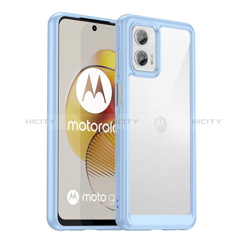 Custodia Silicone Trasparente Laterale Cover J01S per Motorola Moto G73 5G Blu
