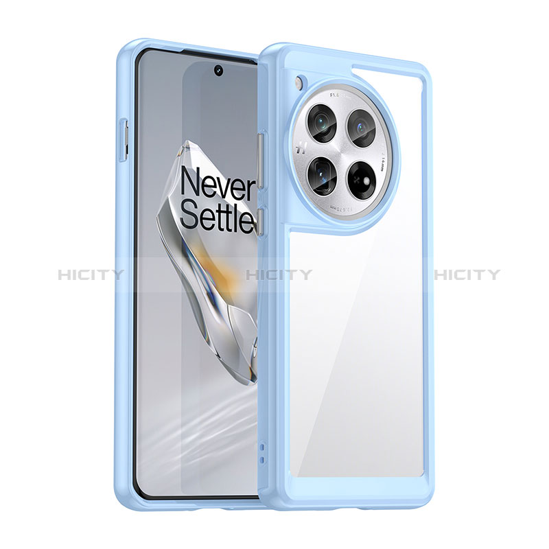 Custodia Silicone Trasparente Laterale Cover J01S per OnePlus 12R 5G Blu