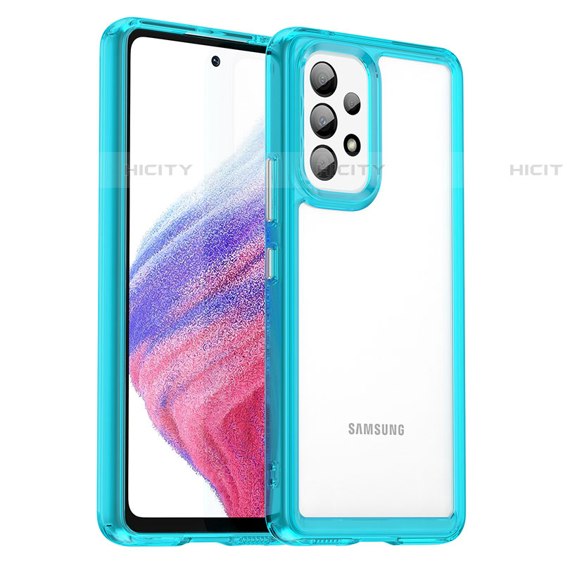 Custodia Silicone Trasparente Laterale Cover J01S per Samsung Galaxy A53 5G Ciano