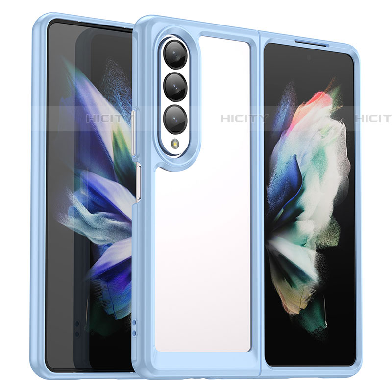 Custodia Silicone Trasparente Laterale Cover J02S per Samsung Galaxy Z Fold4 5G Blu