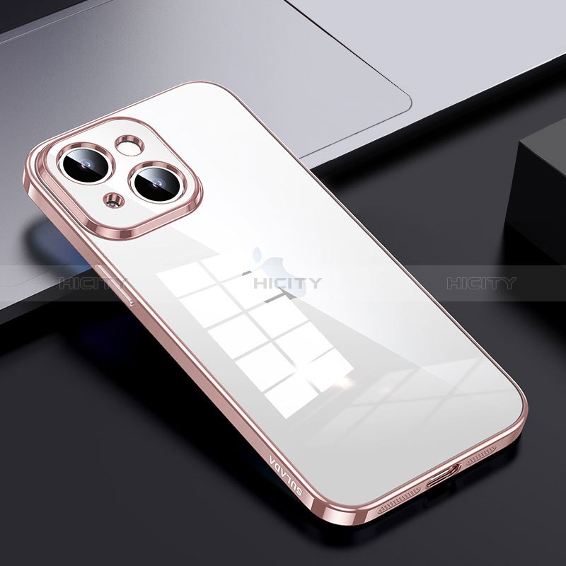 Custodia Silicone Trasparente Laterale Cover LD2 per Apple iPhone 13 Oro Rosa