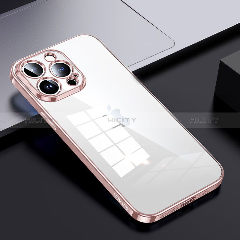 Custodia Silicone Trasparente Laterale Cover LD2 per Apple iPhone 13 Pro Oro Rosa