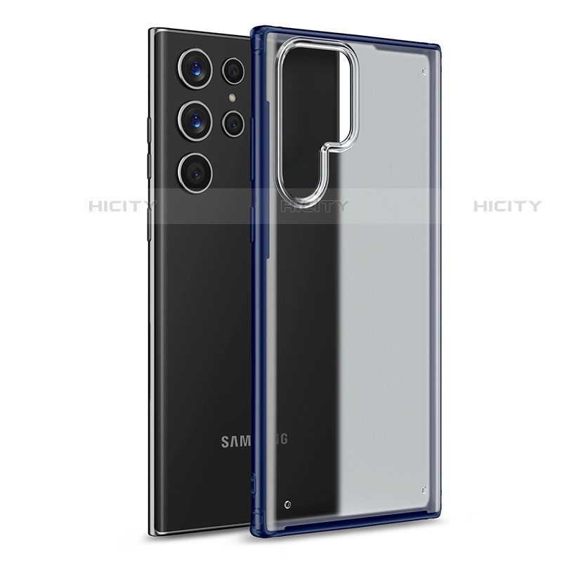 Custodia Silicone Trasparente Laterale Cover M02 per Samsung Galaxy S21 Ultra 5G Blu