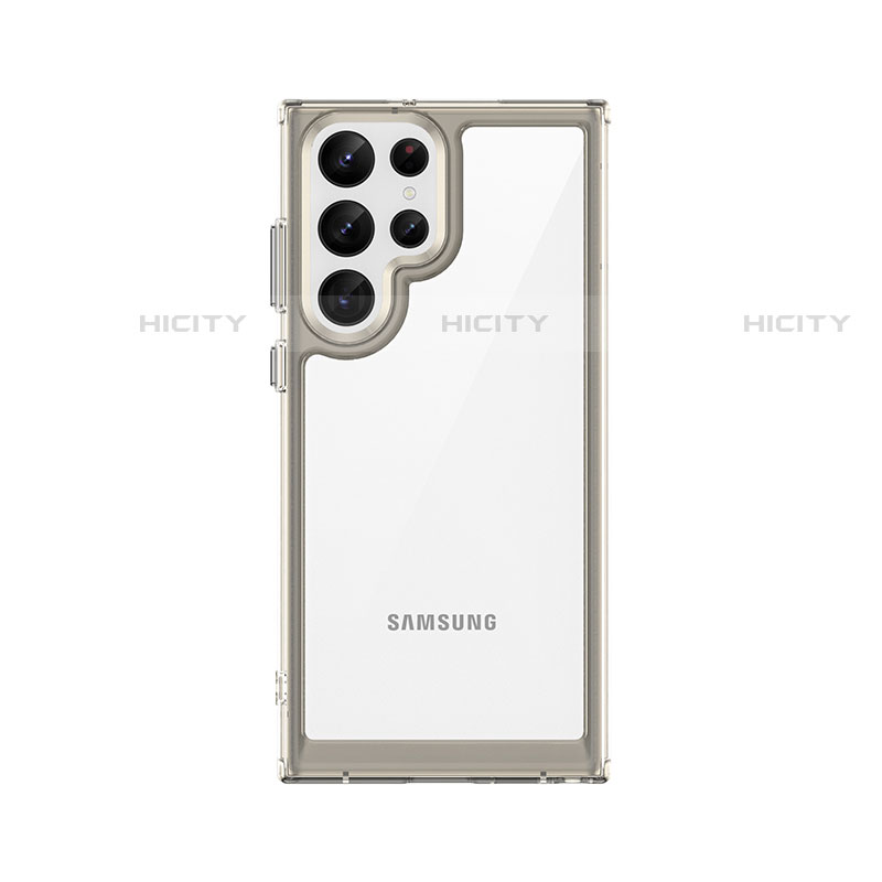 Custodia Silicone Trasparente Laterale Cover M03 per Samsung Galaxy S21 Ultra 5G Grigio