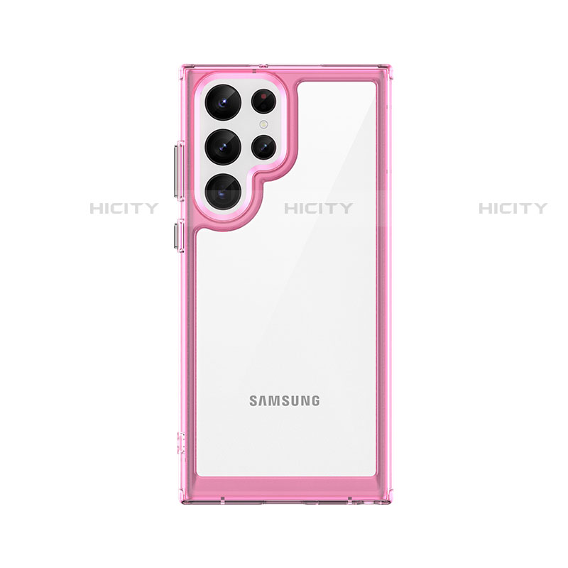 Custodia Silicone Trasparente Laterale Cover M03 per Samsung Galaxy S21 Ultra 5G Oro Rosa