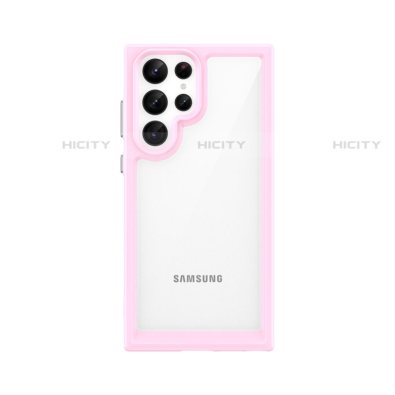 Custodia Silicone Trasparente Laterale Cover M03 per Samsung Galaxy S21 Ultra 5G Rosa