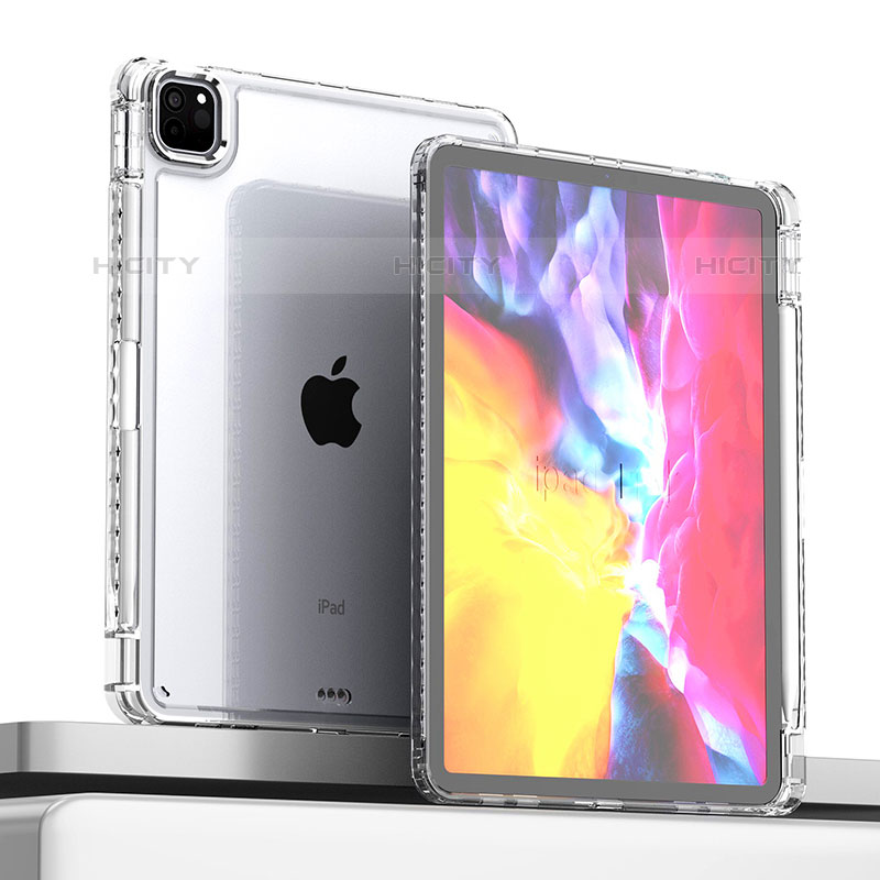 Custodia Silicone Trasparente Laterale Cover P01 per Apple iPad Pro 11 (2020) Chiaro