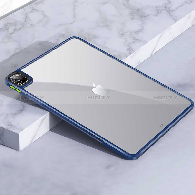 Custodia Silicone Trasparente Laterale Cover per Apple iPad Pro 12.9 (2021) Blu