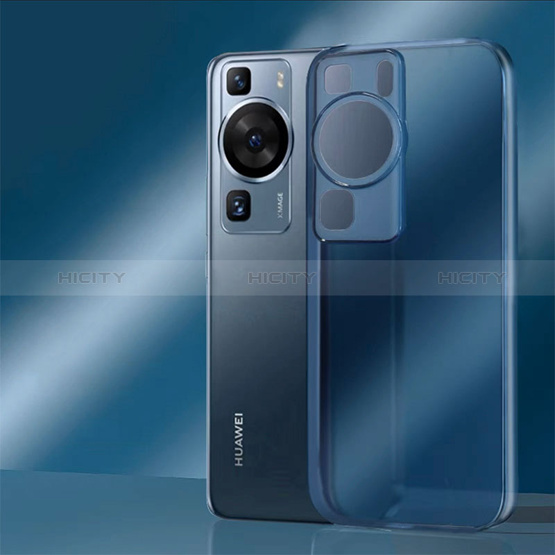Custodia Silicone Trasparente Laterale Cover per Huawei P60 Blu