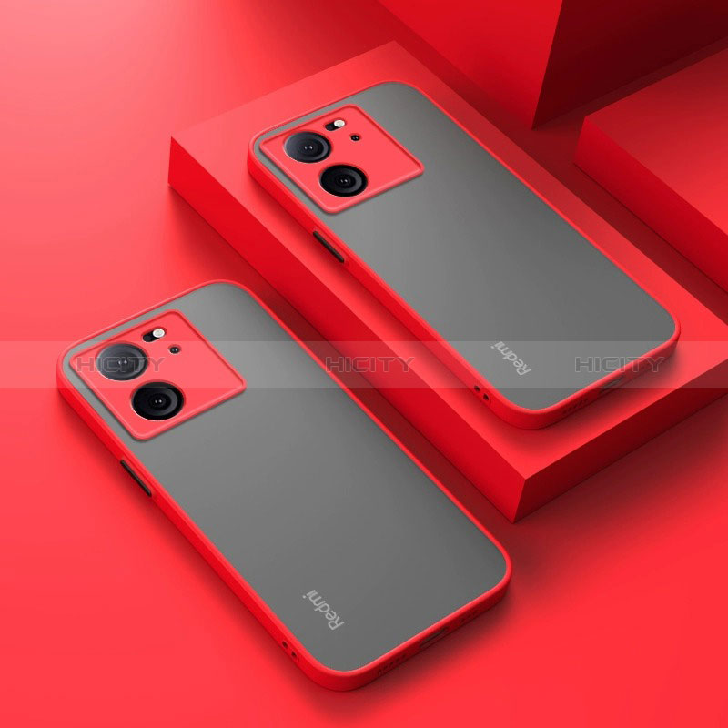 Custodia Silicone Trasparente Laterale Cover per Xiaomi Mi 13T 5G Rosso