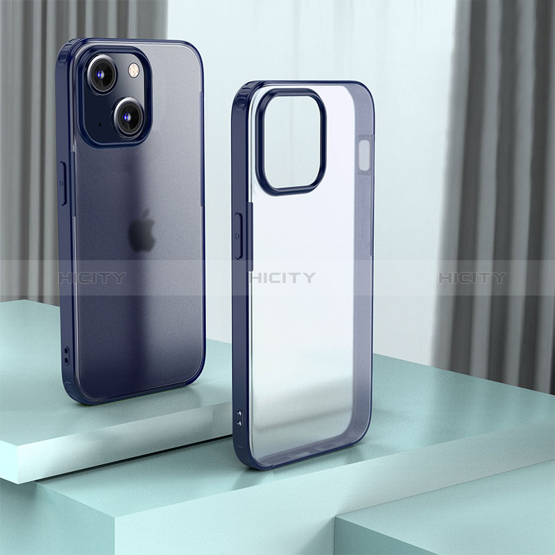 Custodia Silicone Trasparente Laterale Cover QC1 per Apple iPhone 13 Blu