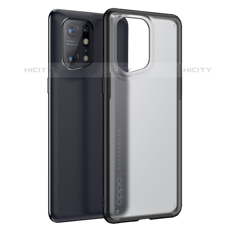 Custodia Silicone Trasparente Laterale Cover W01L per Oppo Find X5 Pro 5G Nero