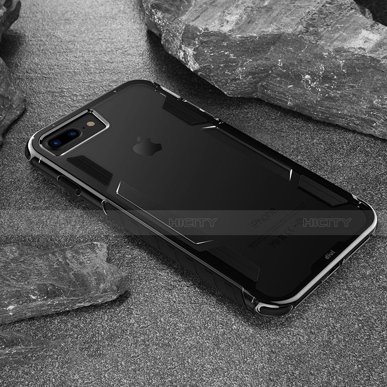 Custodia Silicone Trasparente Laterale per Apple iPhone 7 Nero