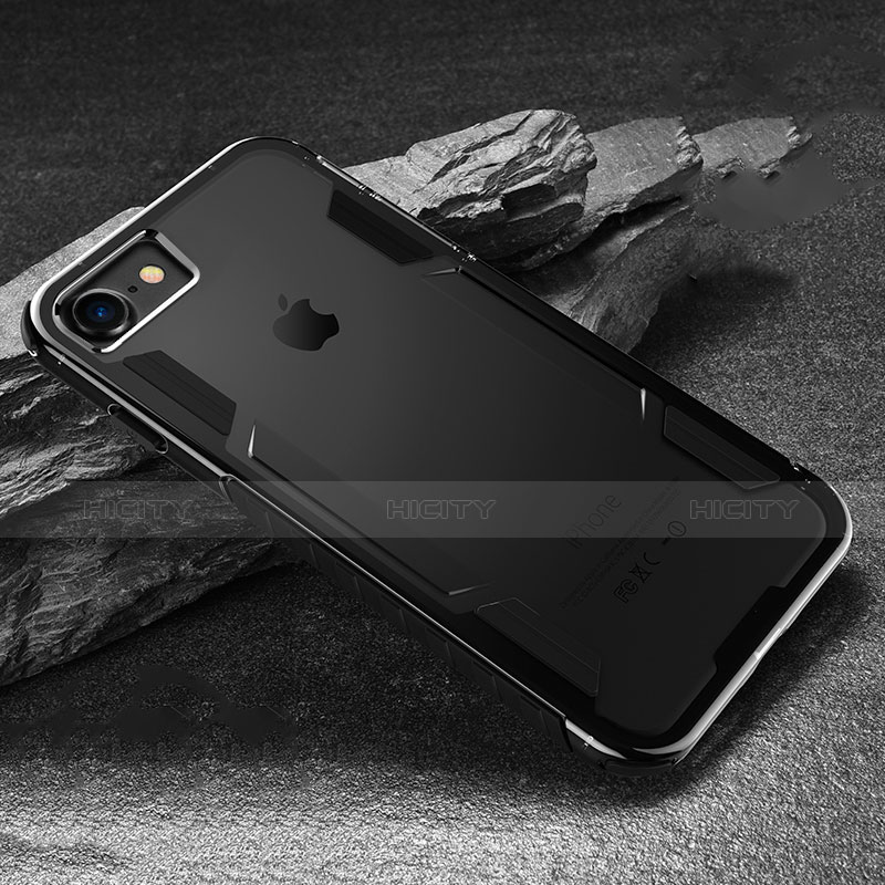 Custodia Silicone Trasparente Laterale per Apple iPhone 7 Nero