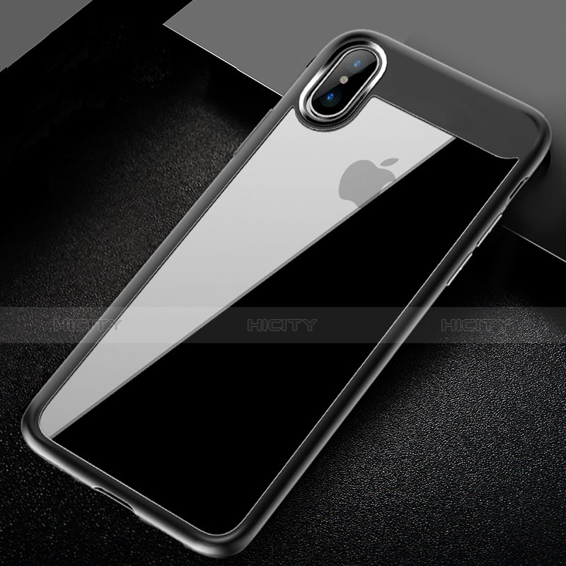 Custodia Silicone Trasparente Laterale per Apple iPhone Xs Grigio